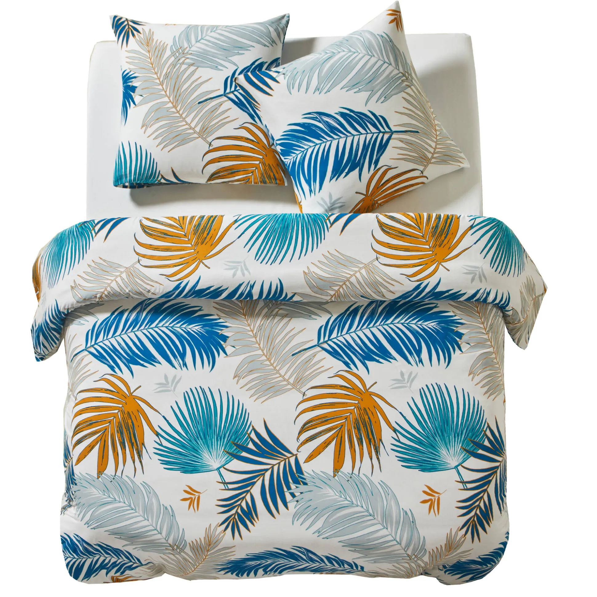 Lakenset Palma met palmbladerenprint, in katoen