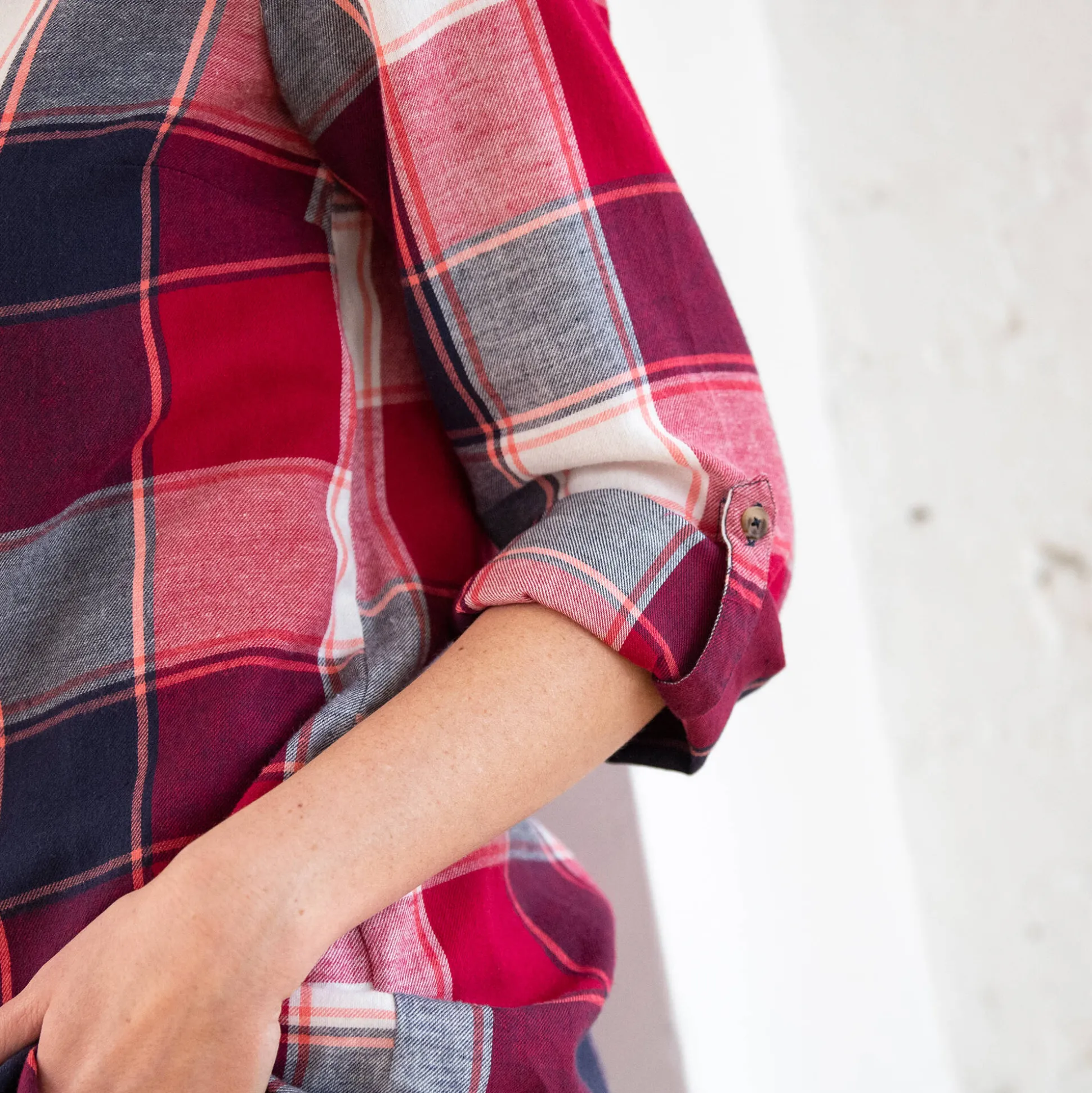 Lang hemd in flanel met grote ruiten