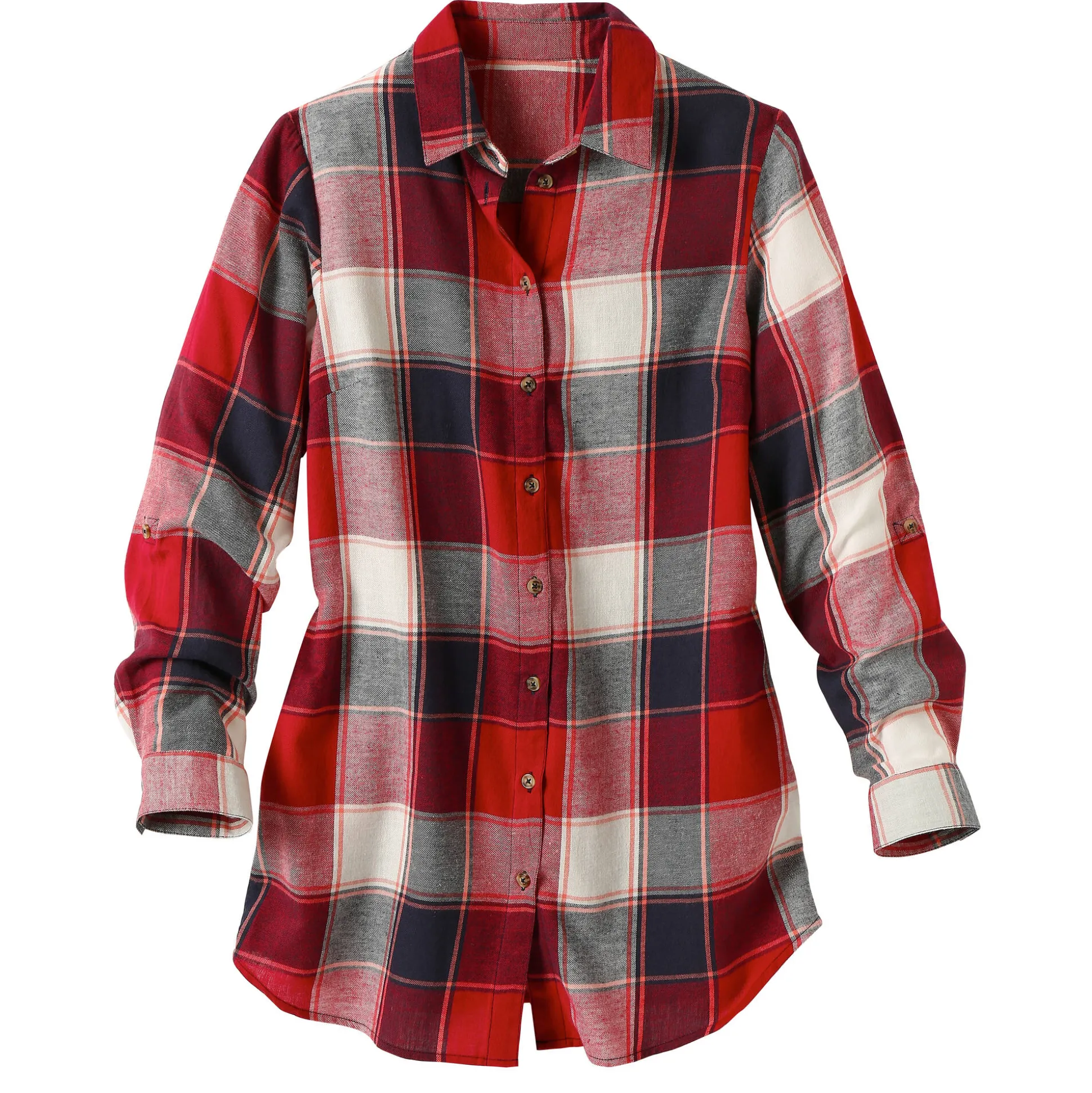 Lang hemd in flanel met grote ruiten