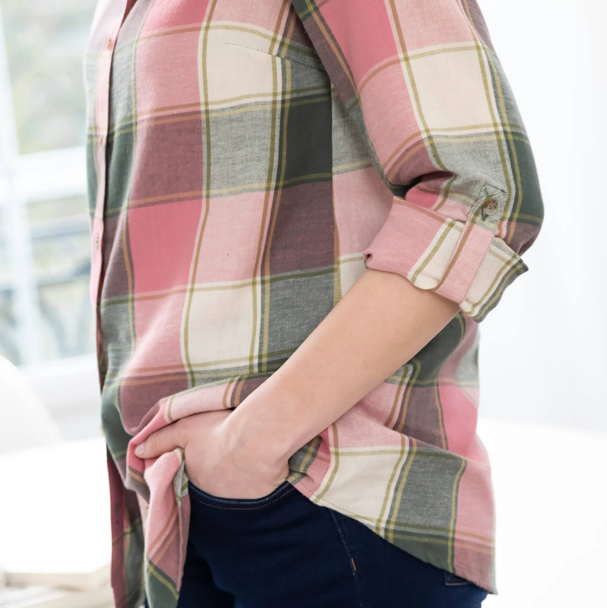 Lang hemd in flanel met grote ruiten