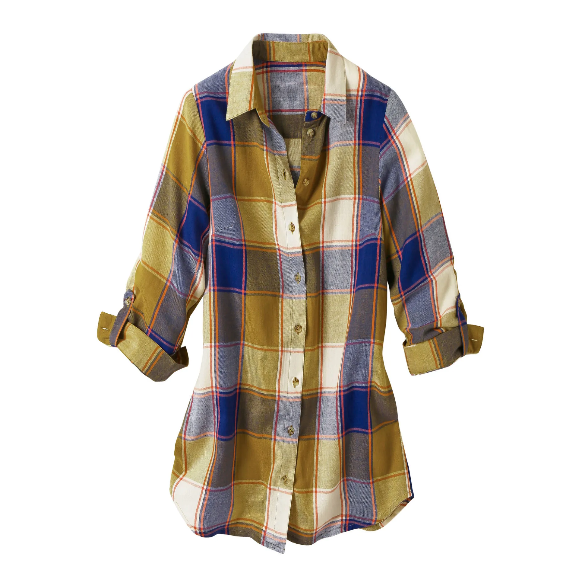 Lang hemd in flanel met grote ruiten