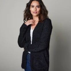 Lang vest in harig tricot