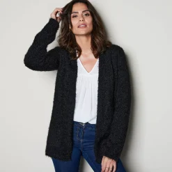 Lang vest in harig tricot