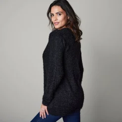 Lang vest in harig tricot