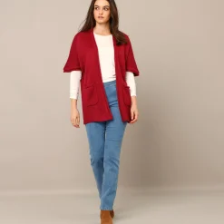 Lang vest met mohairtouch, korte mouwen