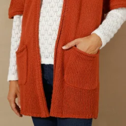 Lang vest met mohairtouch, korte mouwen