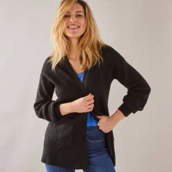 Lang vest, patenttricot met zachte touch