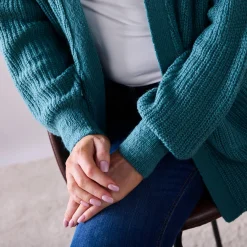Lang vest, patenttricot met zachte touch