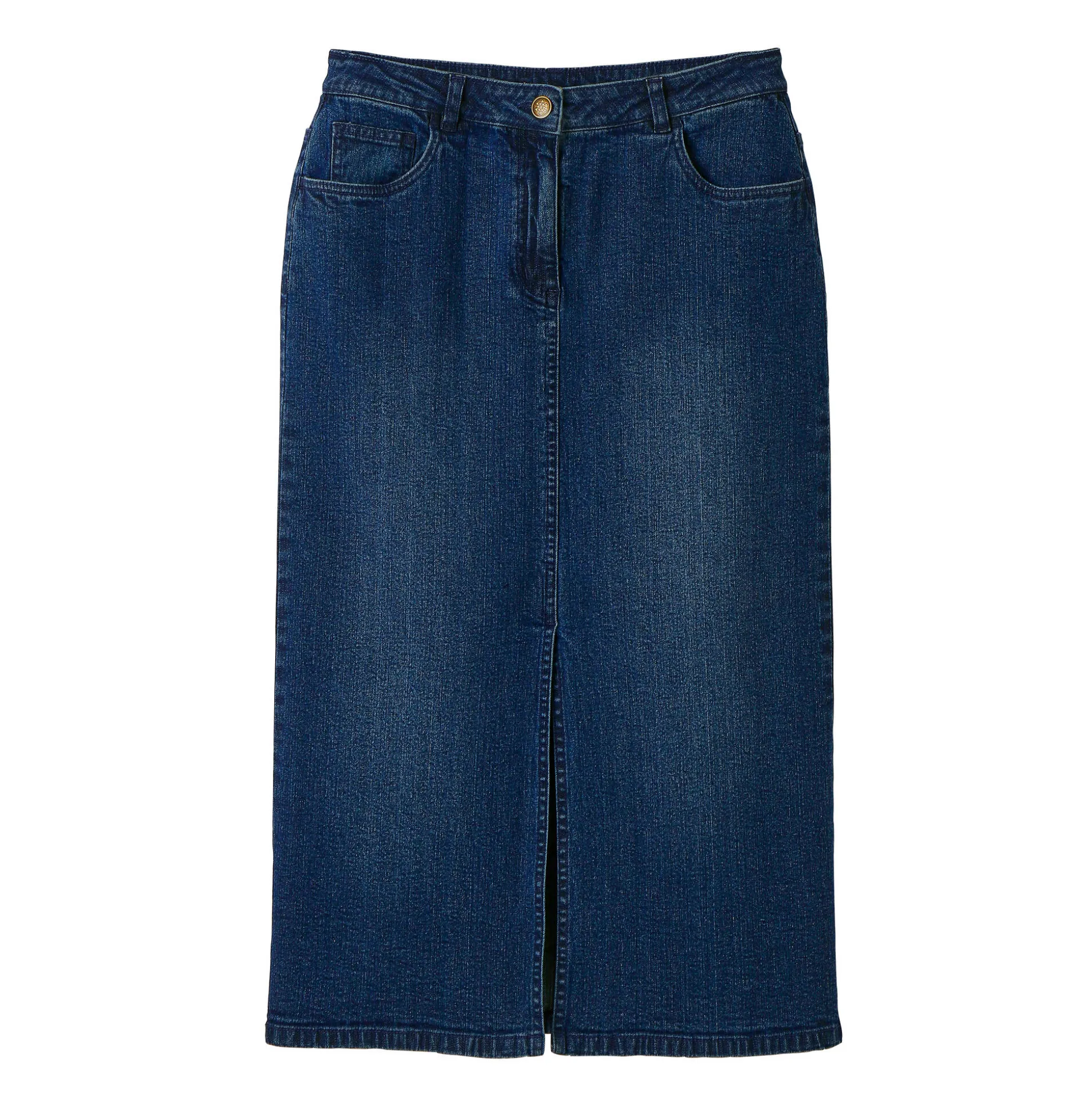 Lange jeansrok, kleine lengtes