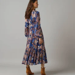 Lange jurk in voile, Indiase bloemenprint