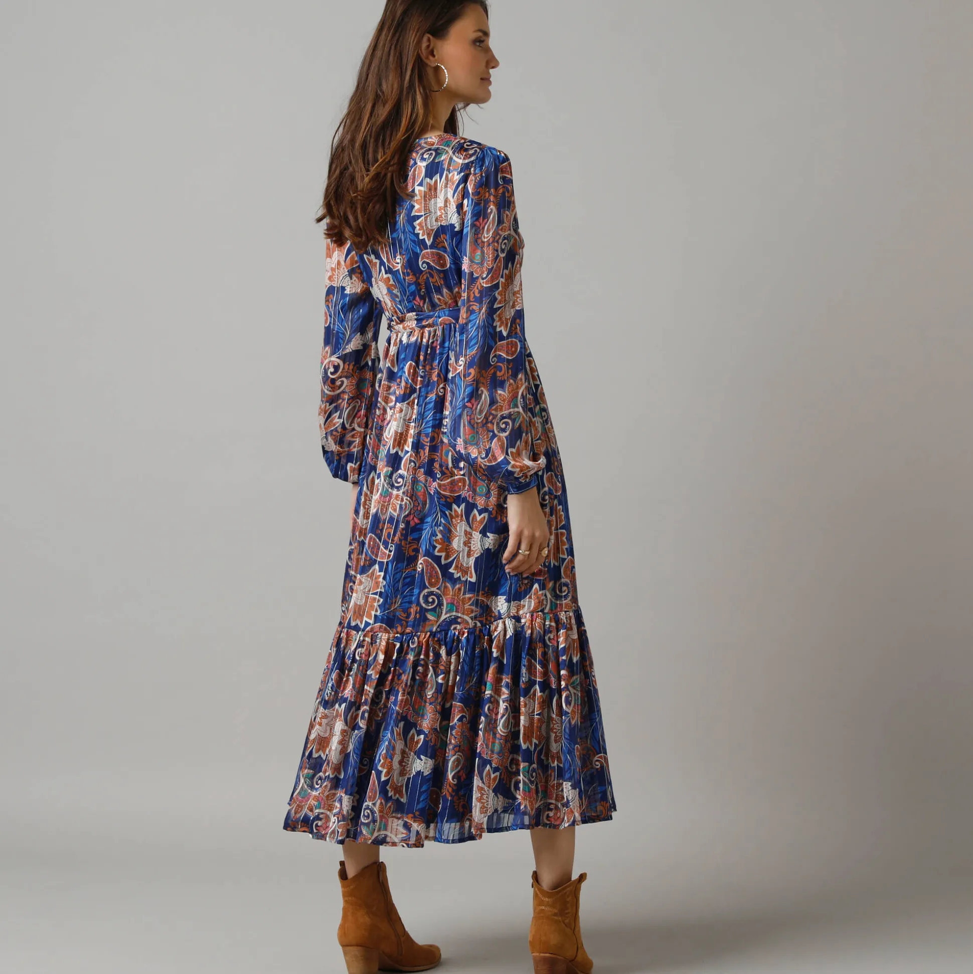 Lange jurk in voile, Indiase bloemenprint