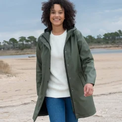 Lange regenjas, gevoerd met fleece, gerecycleerd polyester**