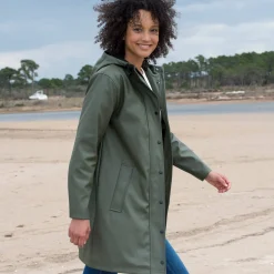 Lange regenjas, gevoerd met fleece, gerecycleerd polyester**