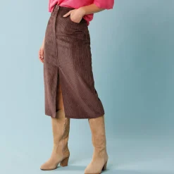 Lange rok in ribvelours, kleine lengtes