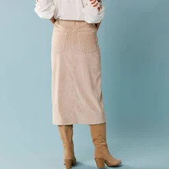 Lange rok in ribvelours, kleine lengtes