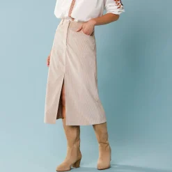 Lange rok in ribvelours, kleine lengtes