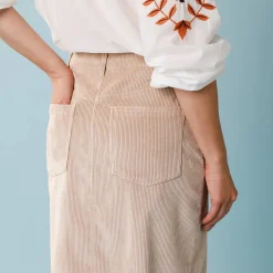Lange rok in ribvelours, kleine lengtes