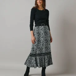Lange rok met fronsrokvolume, jerseytricot