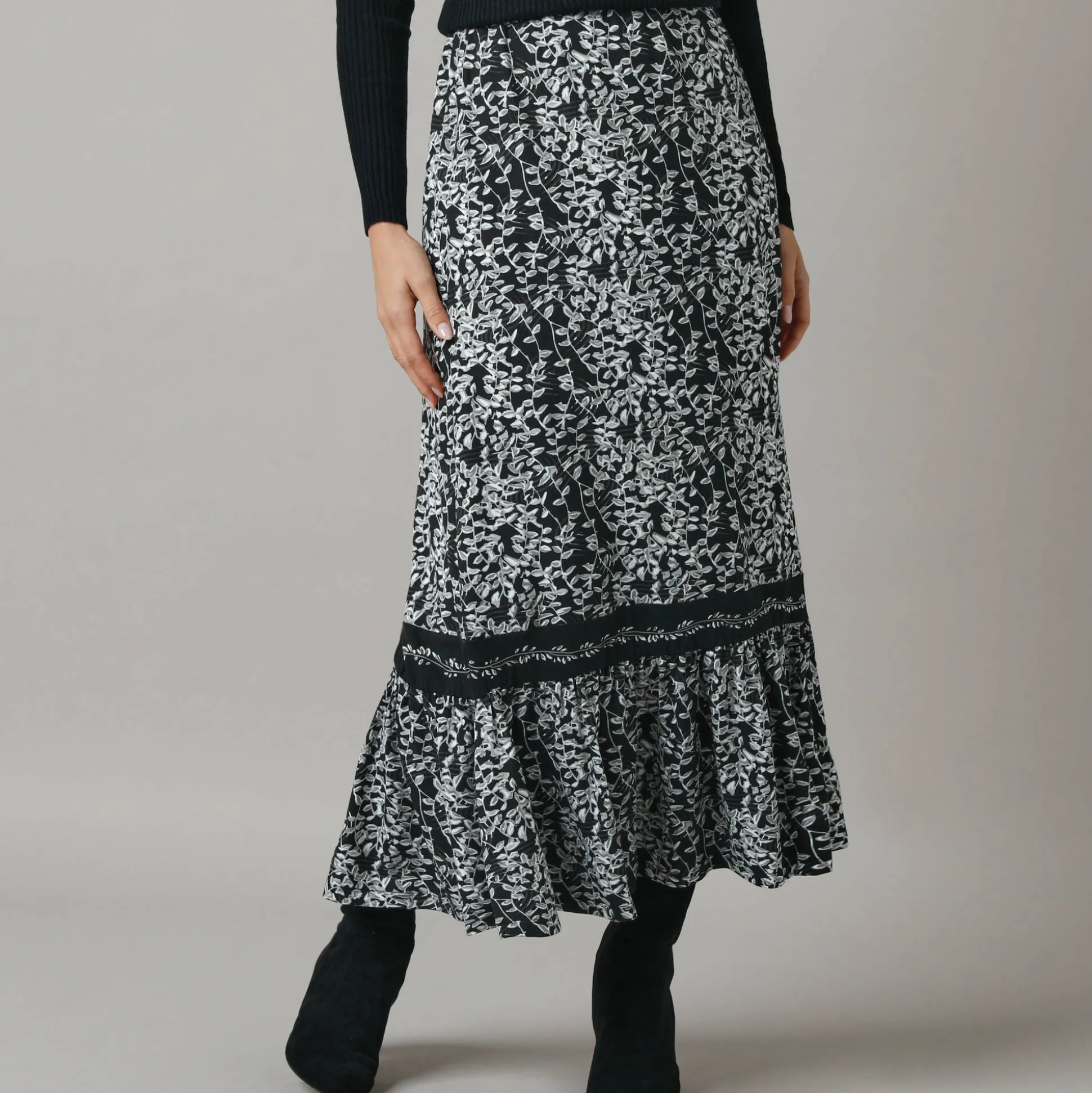 Lange rok met fronsrokvolume, jerseytricot