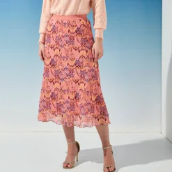 Lange rok met ikatprint, elastische taille