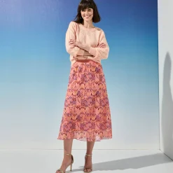 Lange rok met ikatprint, elastische taille