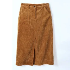 Lange rok met split, ribvelours