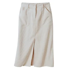 Lange rok met split, ribvelours