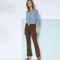 Legging bootcut taille élastiquée, imprimé peau de bête