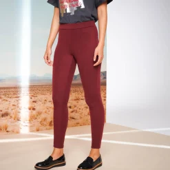 Legging met gestikte plooien, elastische taille