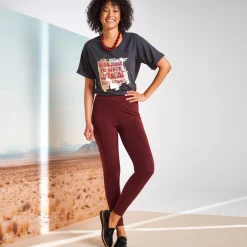 Legging met gestikte plooien, elastische taille