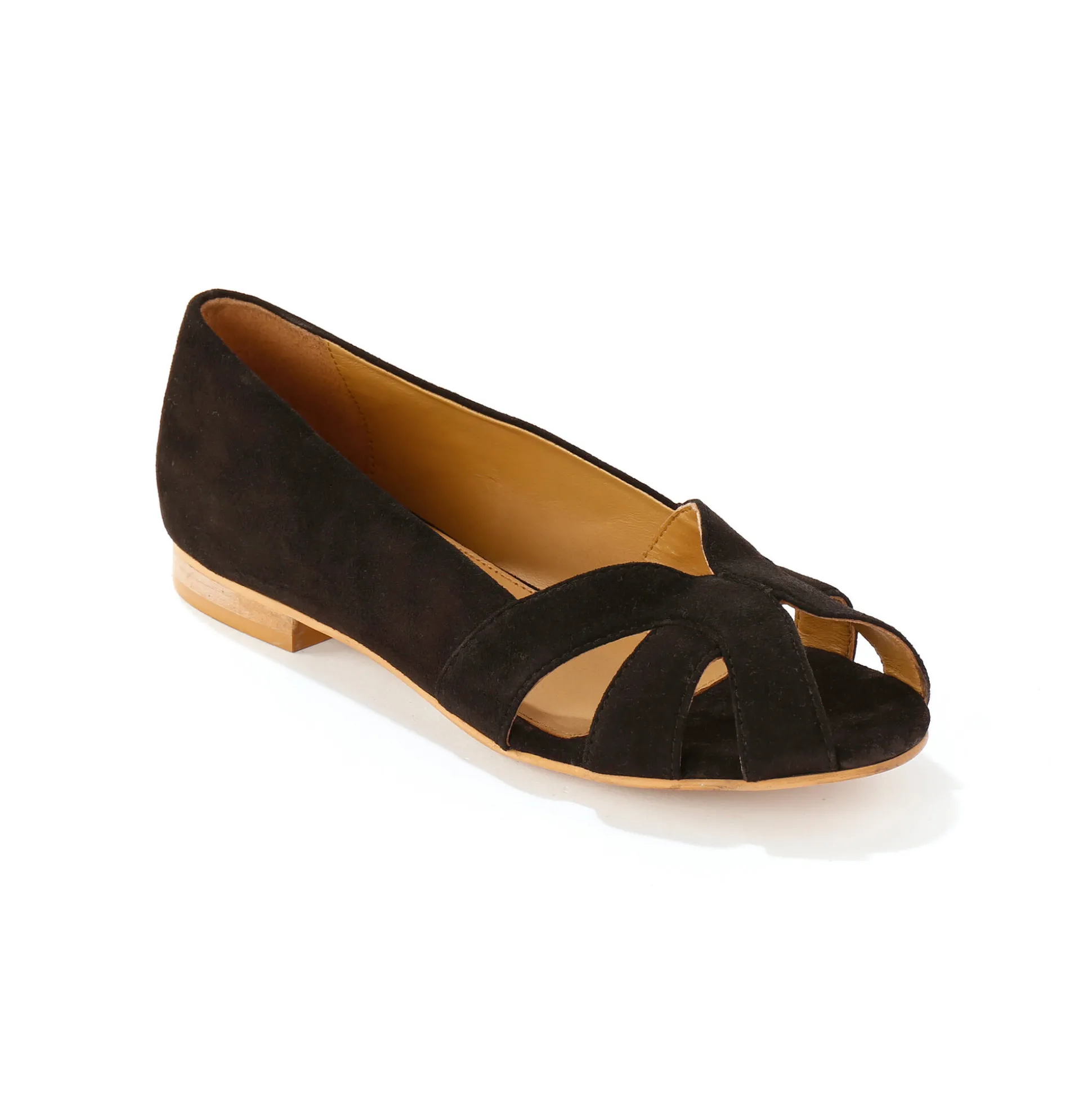 Leren ballerina's met open neus