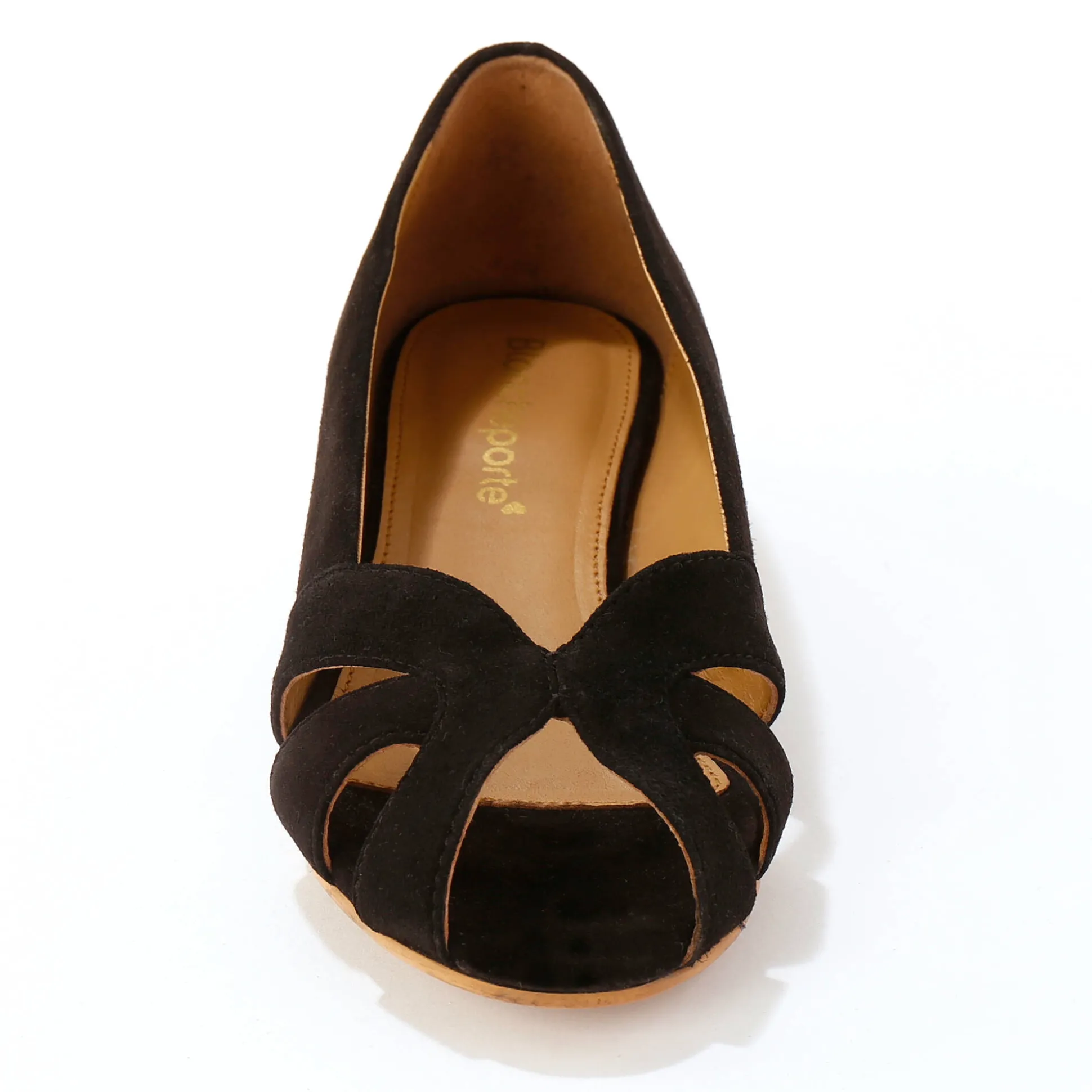 Leren ballerina's met open neus