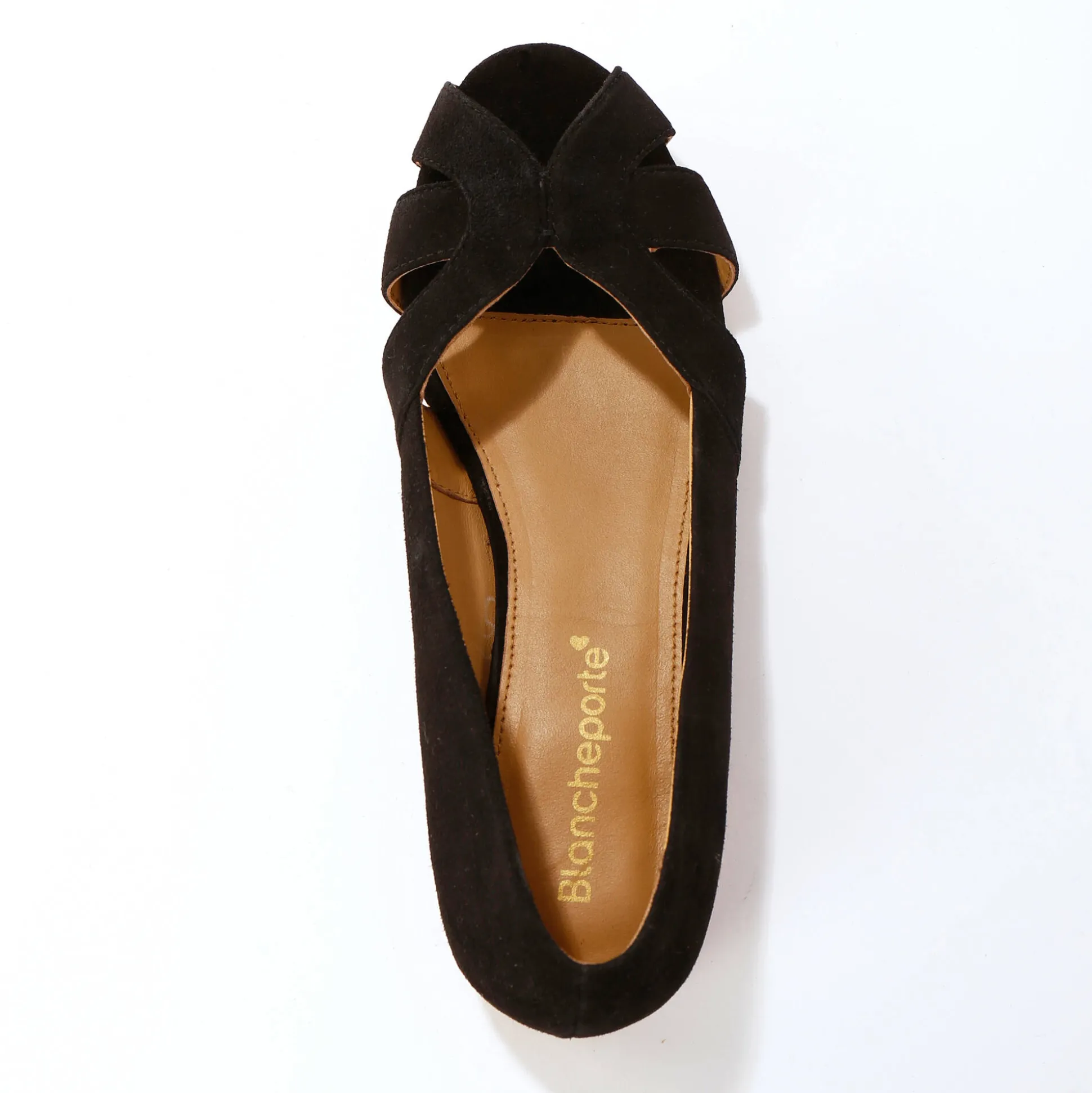 Leren ballerina's met open neus