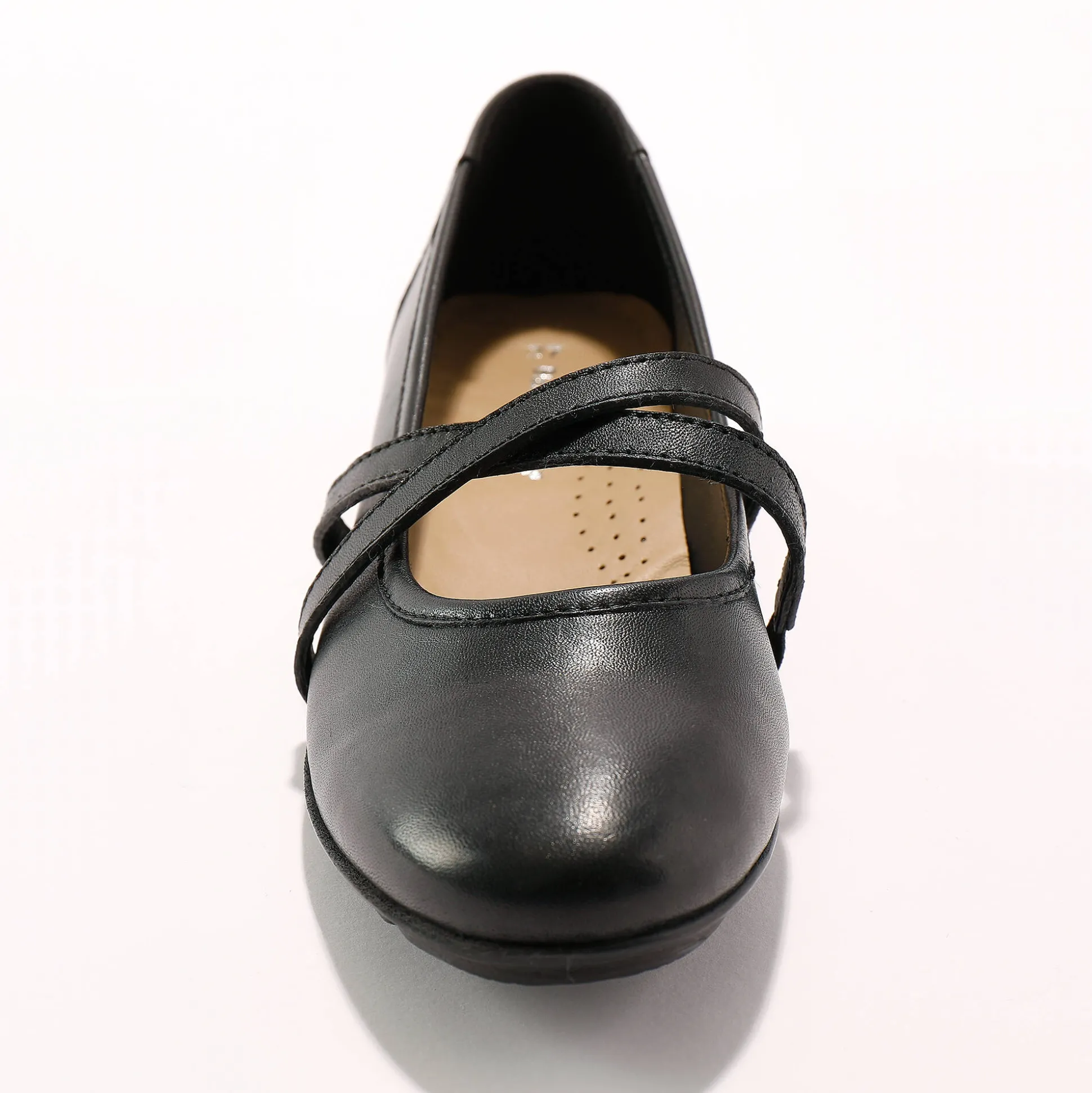 Leren ballerina's met riempjes