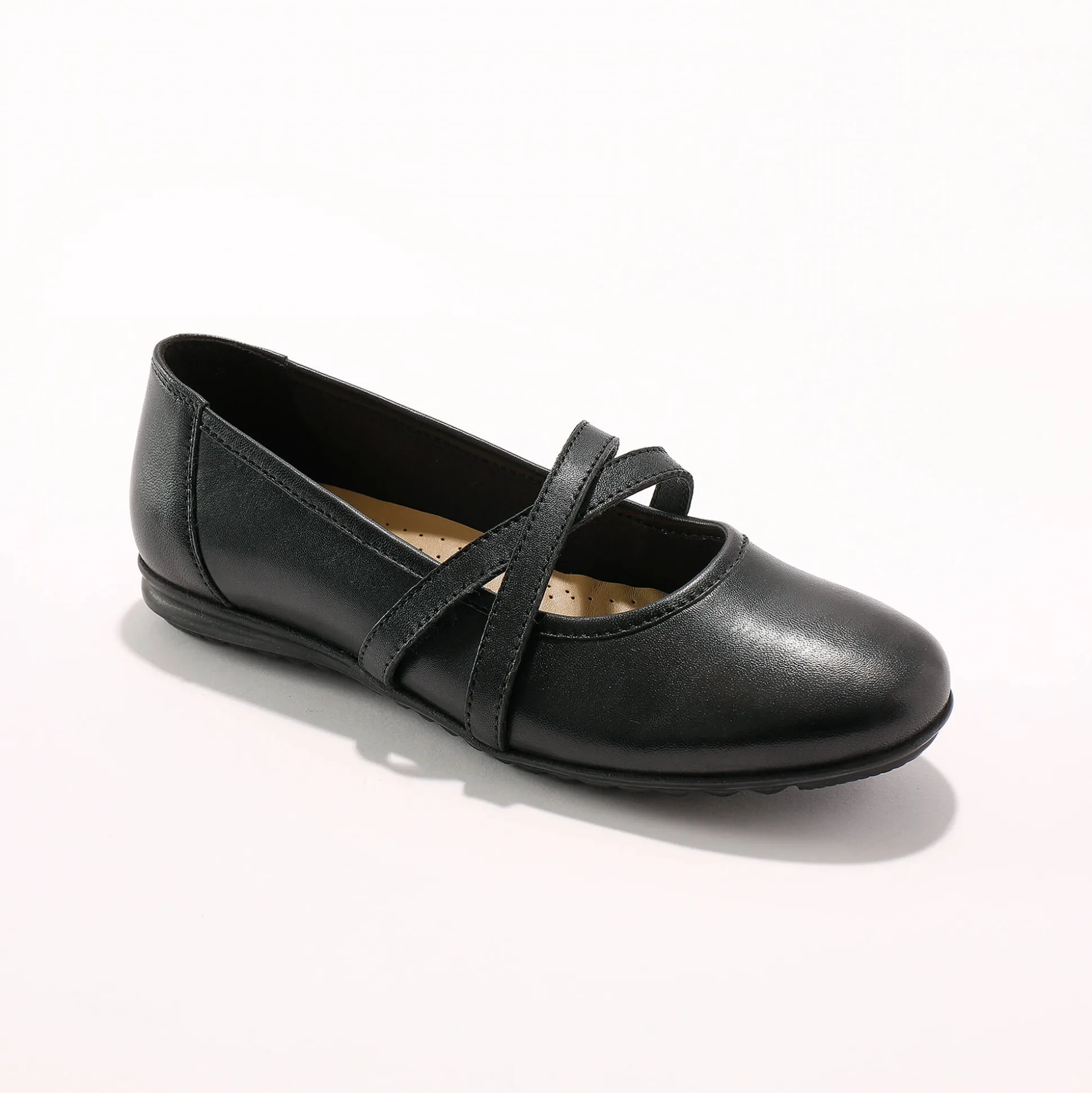 Leren ballerina's met riempjes