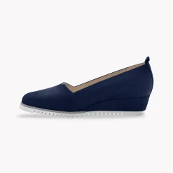 Leren ballerina's met sleehak - marine
