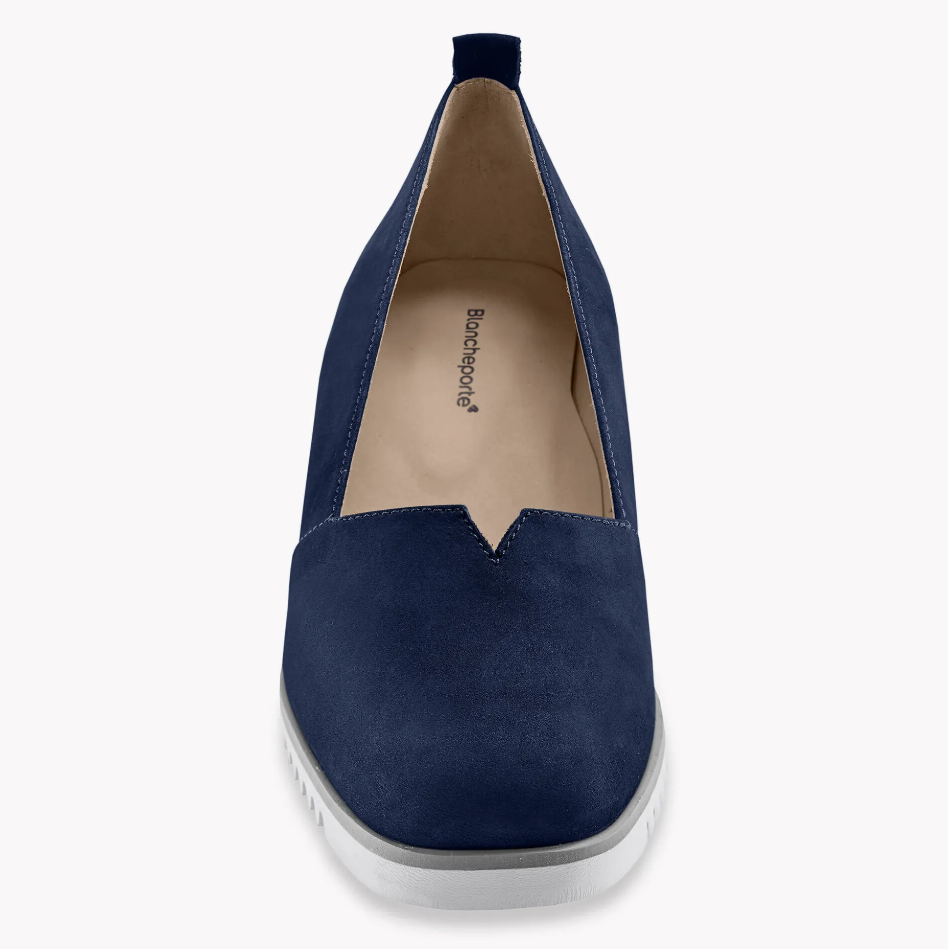 Leren ballerina's met sleehak - marine