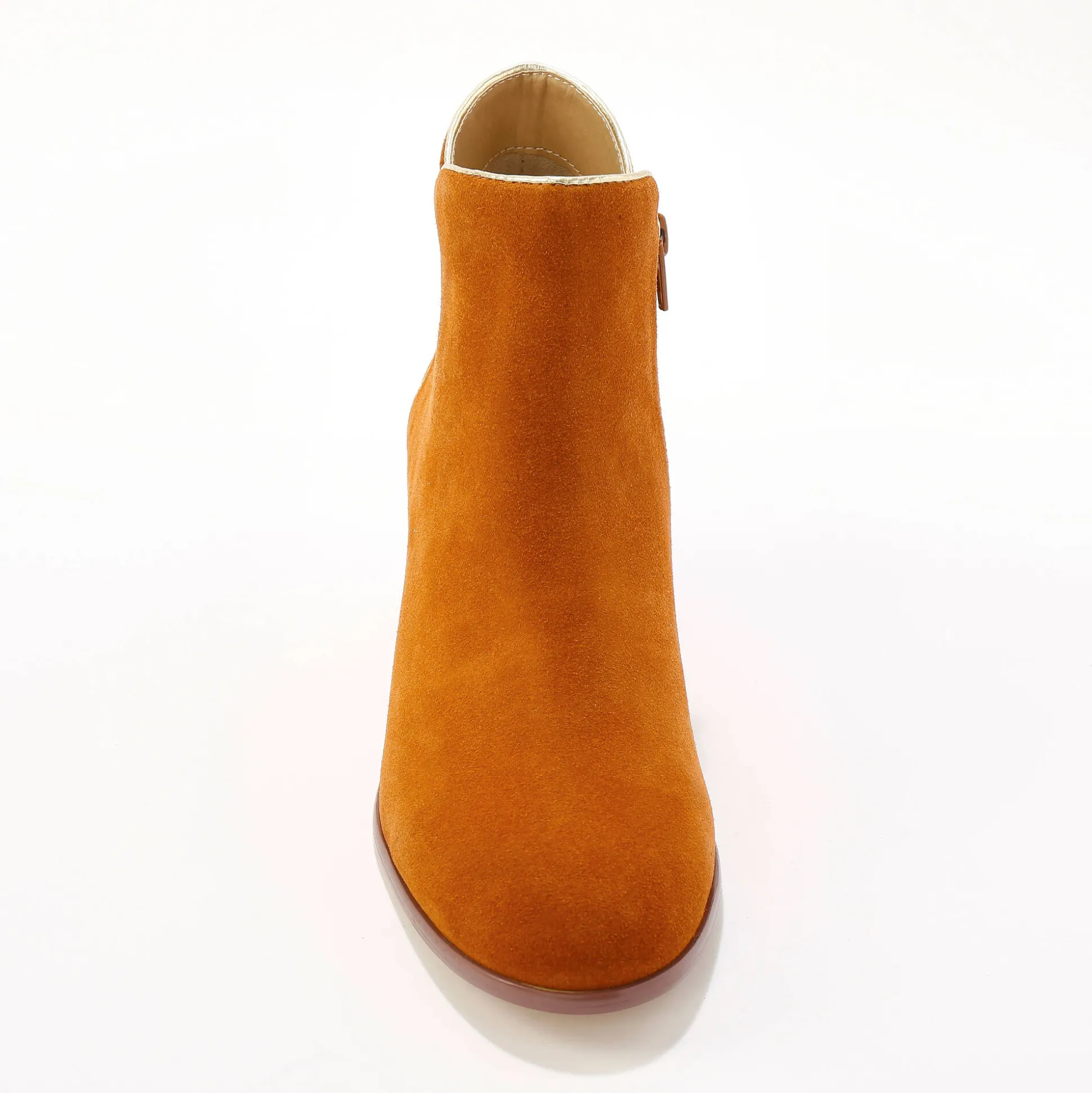 Leren boots met goudkleurig biesje