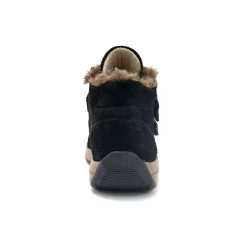 Leren boots met scratchriempjes en bontrand