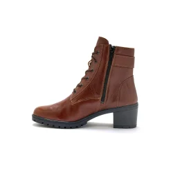 Leren bottines met hak, rits en veters