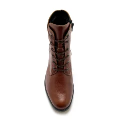 Leren bottines met hak, rits en veters