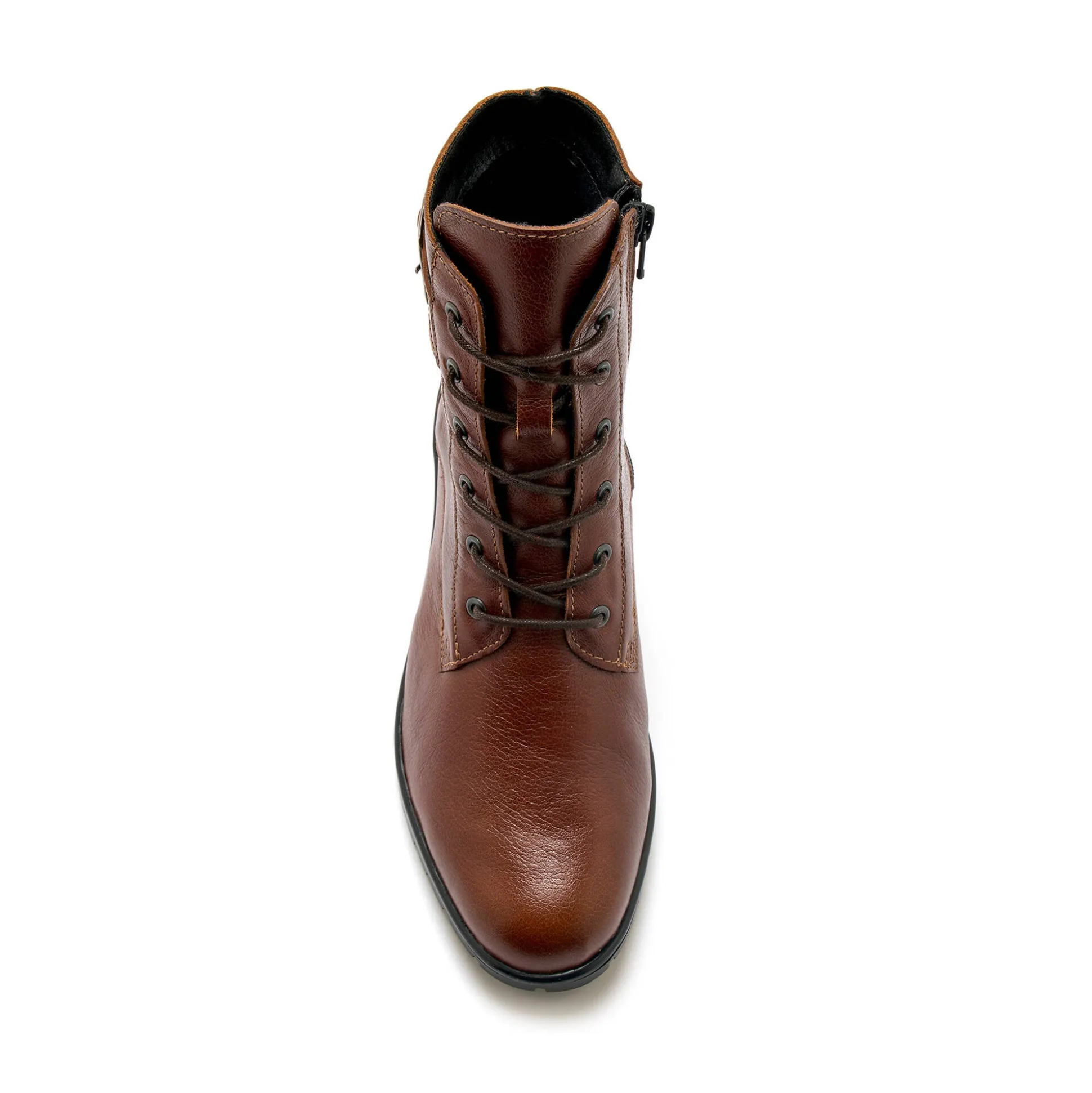 Leren bottines met hak, rits en veters