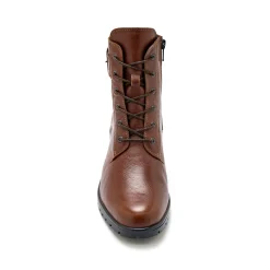 Leren bottines met hak, rits en veters