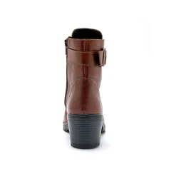 Leren bottines met hak, rits en veters