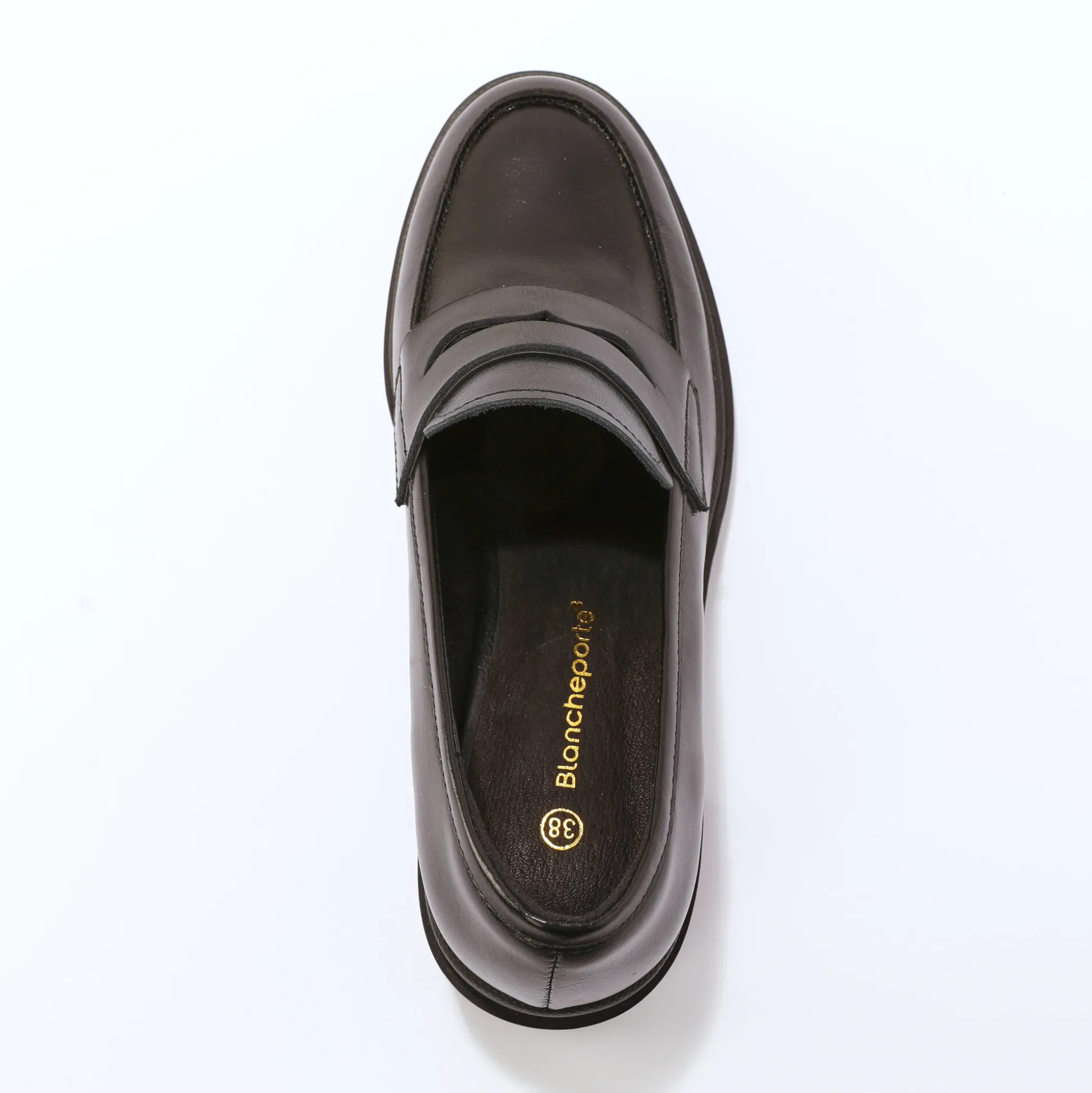 Leren mocassins met hak, gekartelde zool