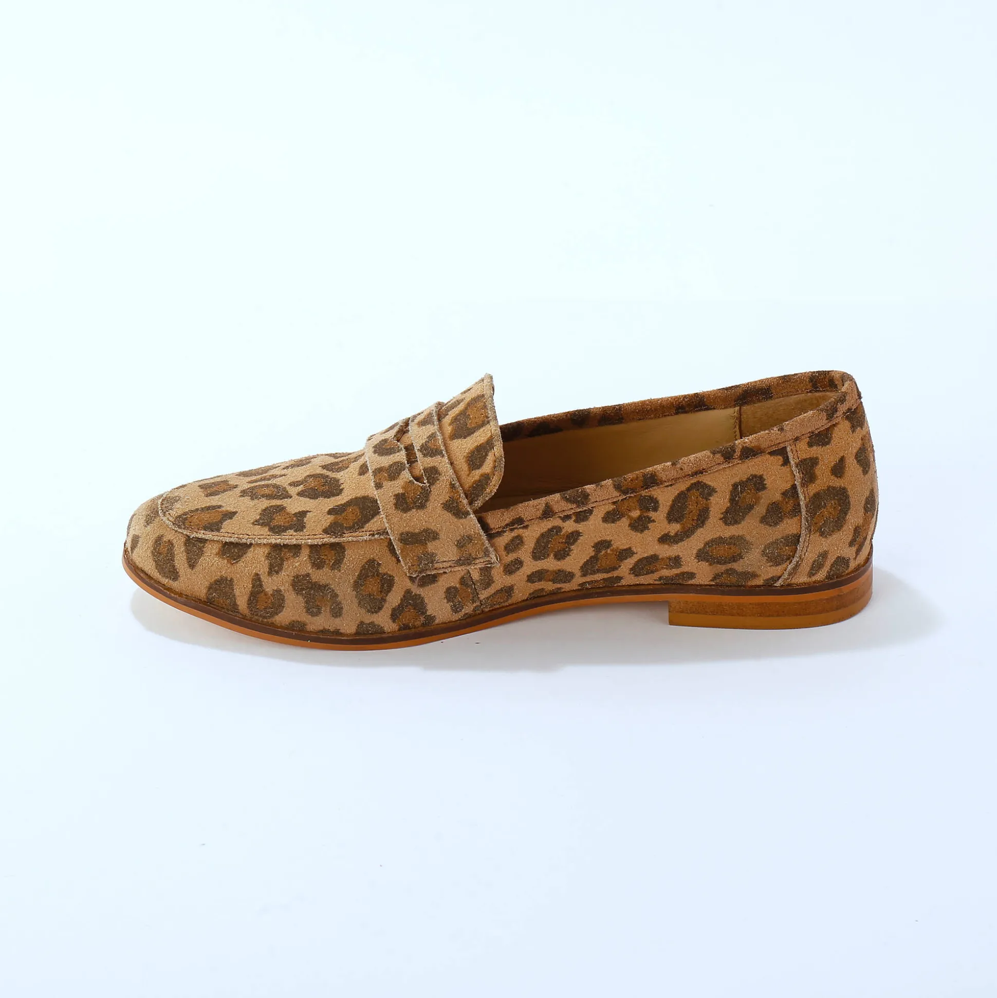 Leren mocassins met luipaardmotief