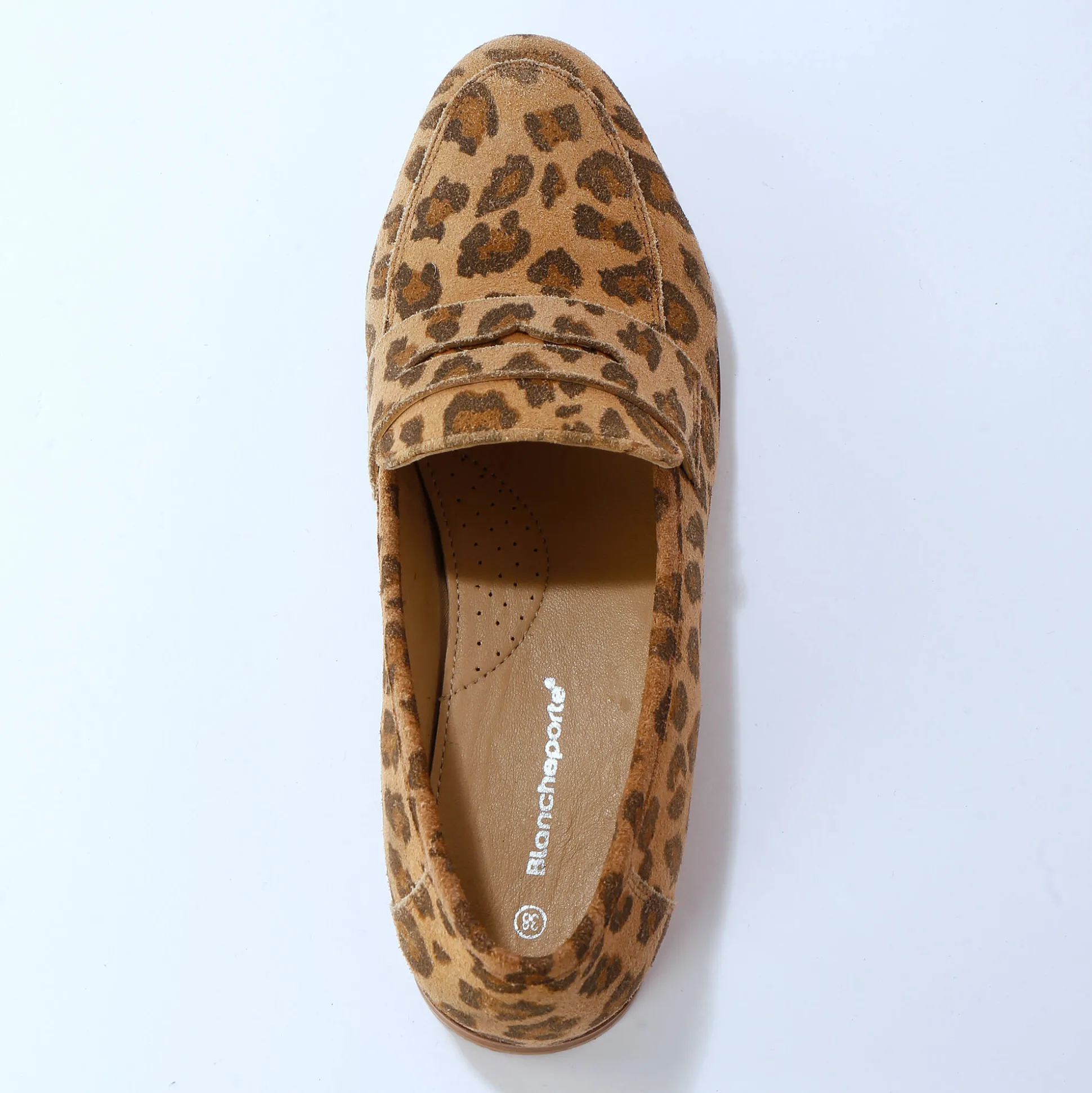 Leren mocassins met luipaardmotief