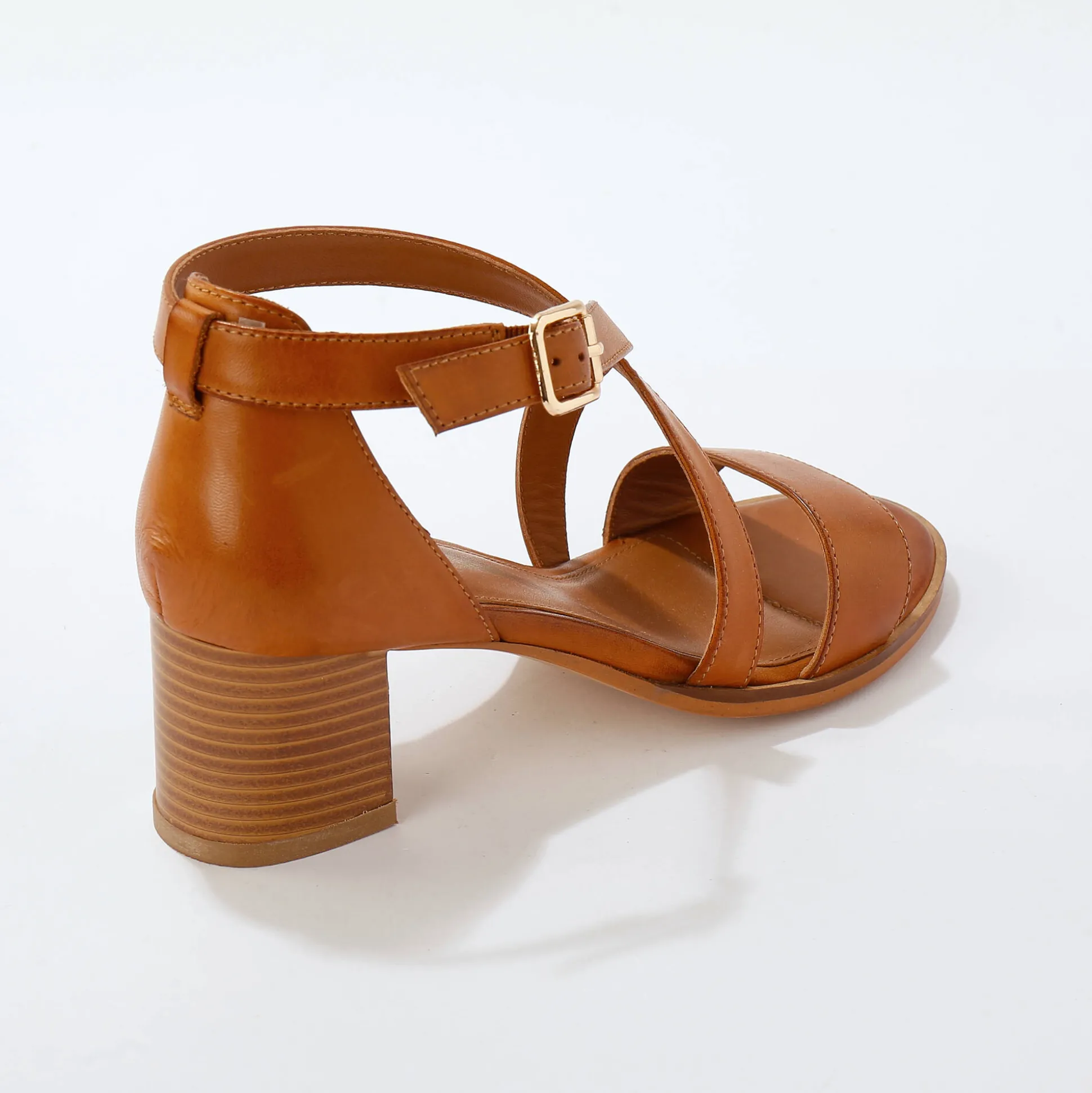 Leren sandalen met hak