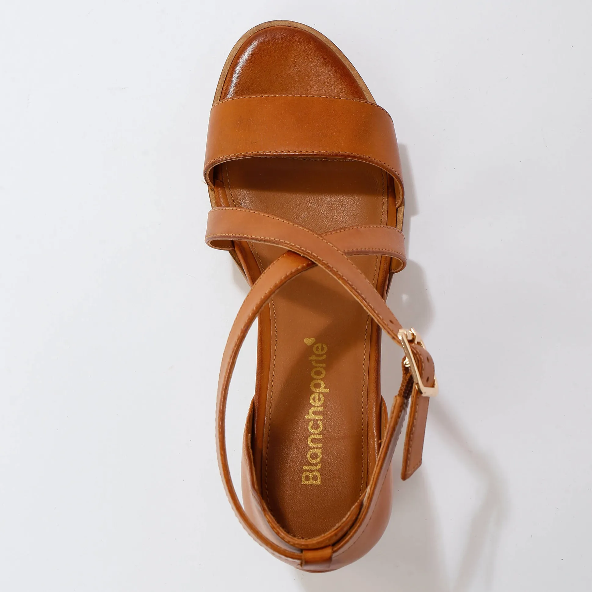 Leren sandalen met hak