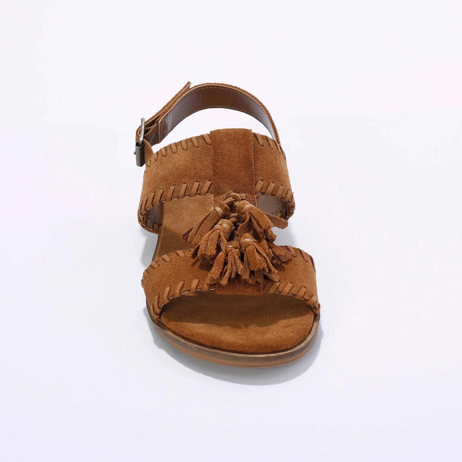 Leren sandalen met pompons